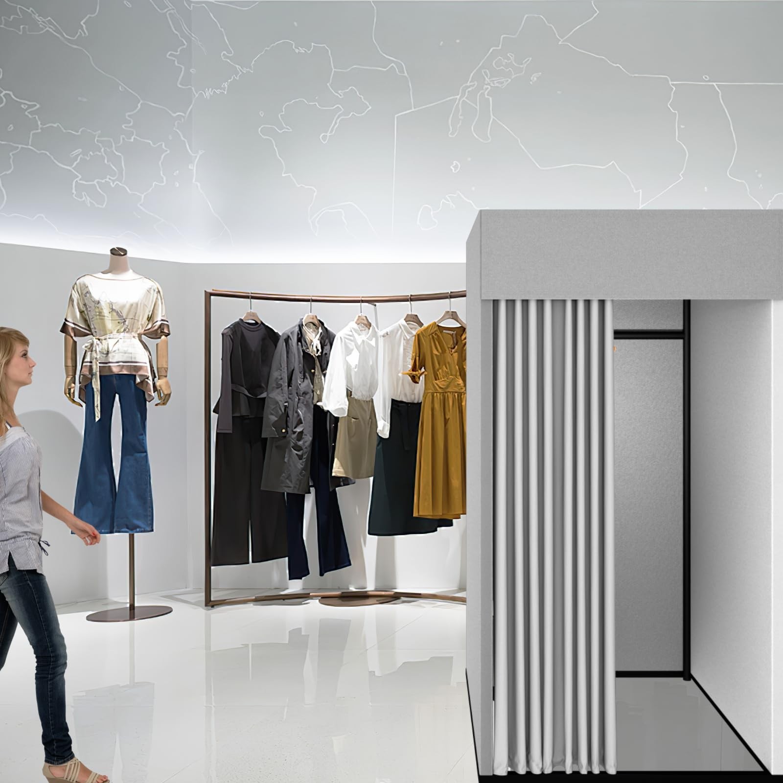 Clothing Store Fitting Room, Movable Square Changing Room, DIY Temporary Lock…