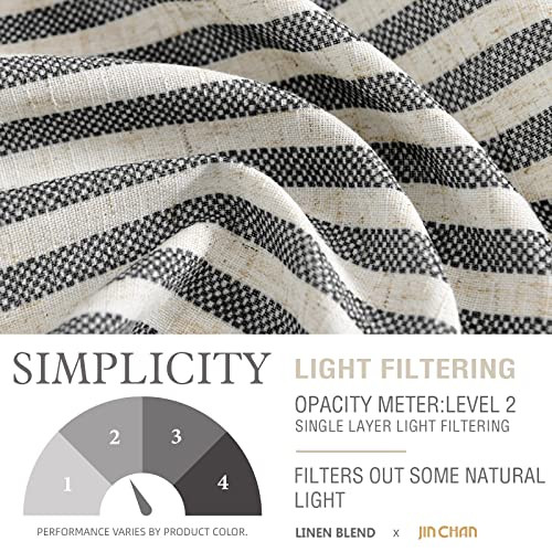 Linen Stripe Curtain 50″W x 16″L (Pack of 1) Pinstripe | Black on Beige