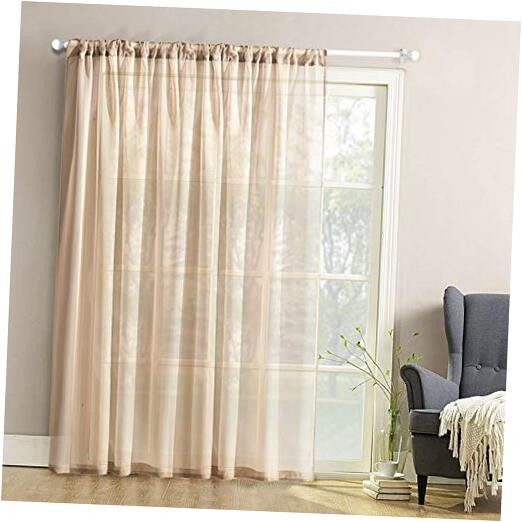 Sheer Curtains Extra Wide Beige Sheers Patio 37″W x 84″L (Pack of 1) *Beige