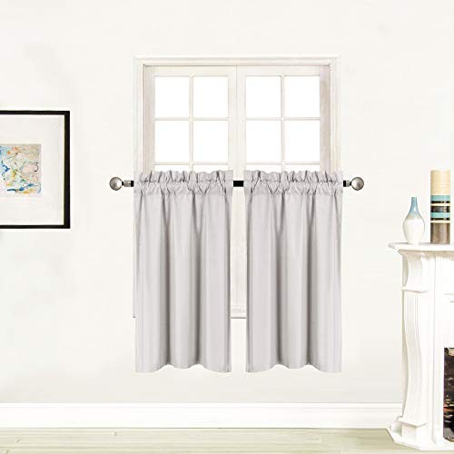 Better Home Style 100% Blackout 2 28″W x 36″L (Pack of 2) Light Grey / Silver