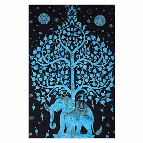 Tree Elephant Cotton Boho Mandala Curtain Tapestry Room Decor Wall Drapes Panel