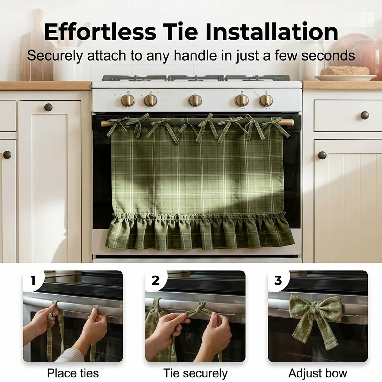 Handmade Farmhouse Oven Skirt Curtain for Kitchen Decor, 30 x 21.5 Inch Polye…