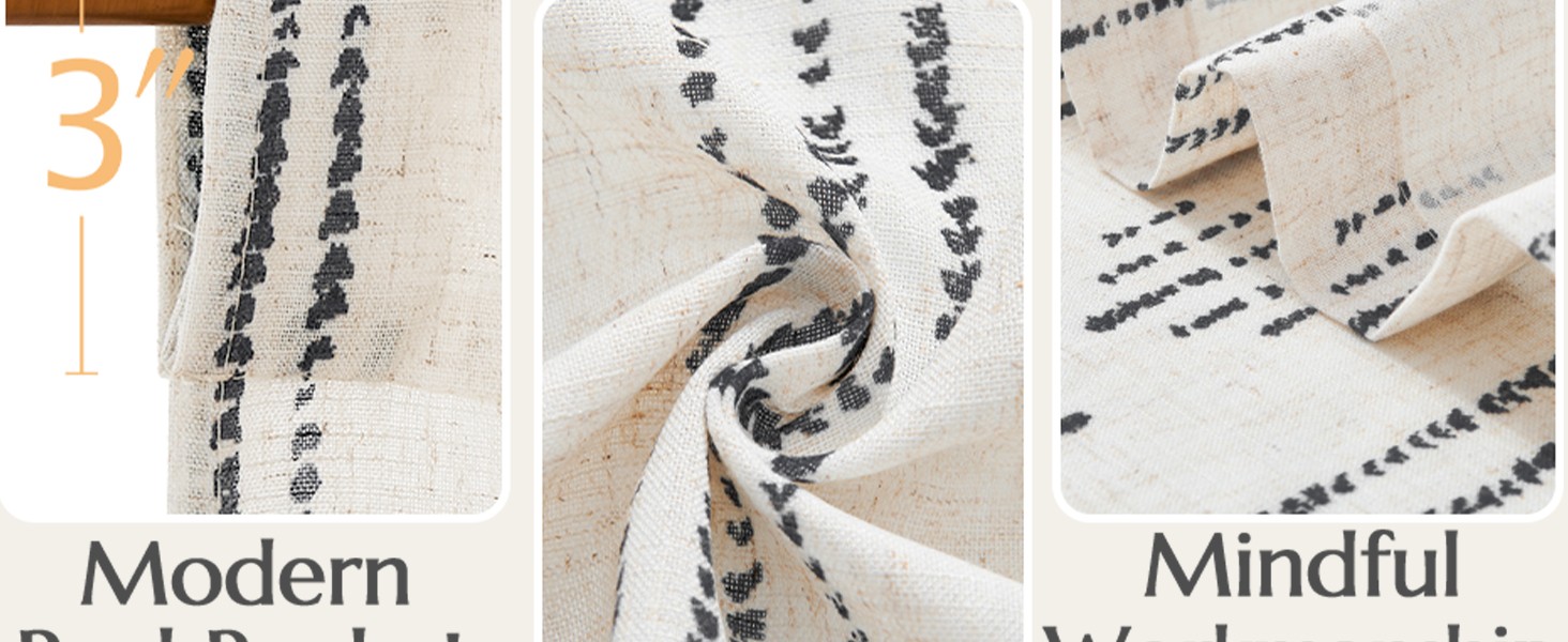 Boho Kitchen Curtains Linen Cafe Tier Curtains 36 Inch Bohemian Geometric