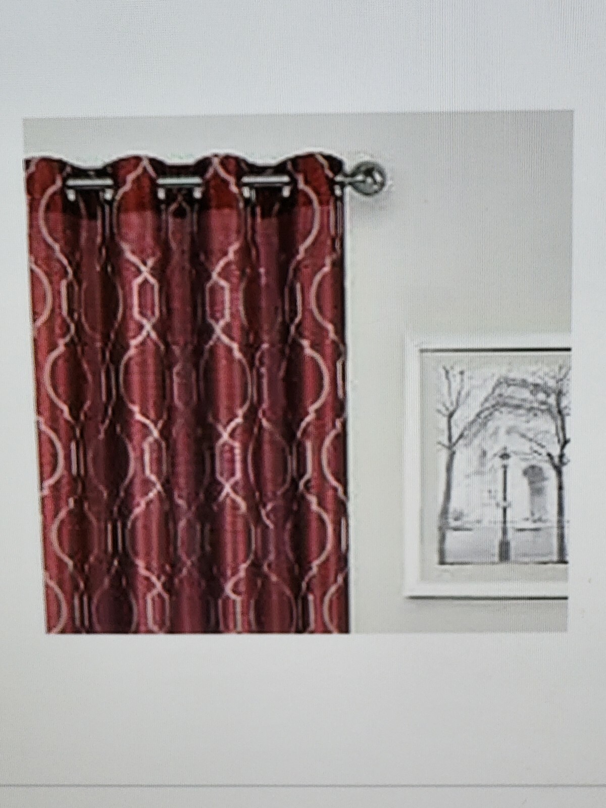 Kate Aurora 2 Pack Burgandy Embroidered Lattice Grommet Top Curtains NEW