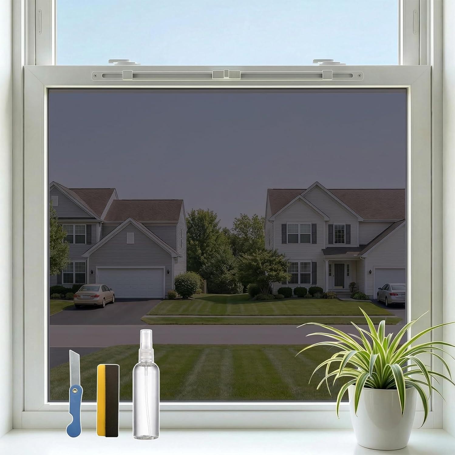 One Way Privacy Window Film,Black-Silver Static Cling, 17.5″ x 78.7″