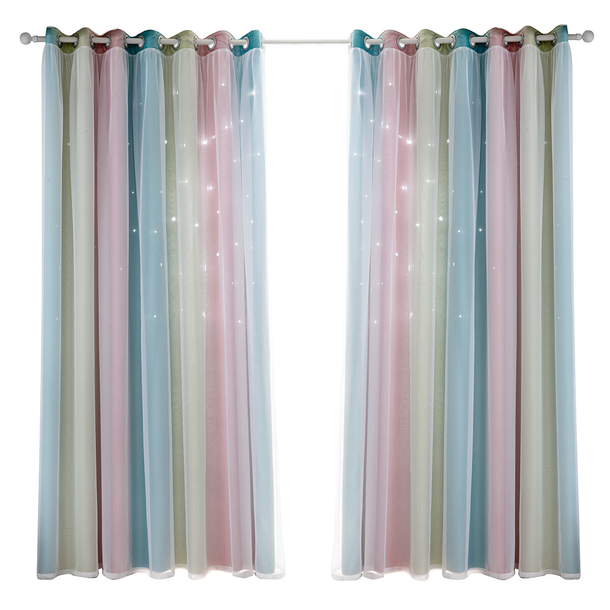 Curtain Blackout Star Curtains Bedroom Living Room Double Layer Window Curtain