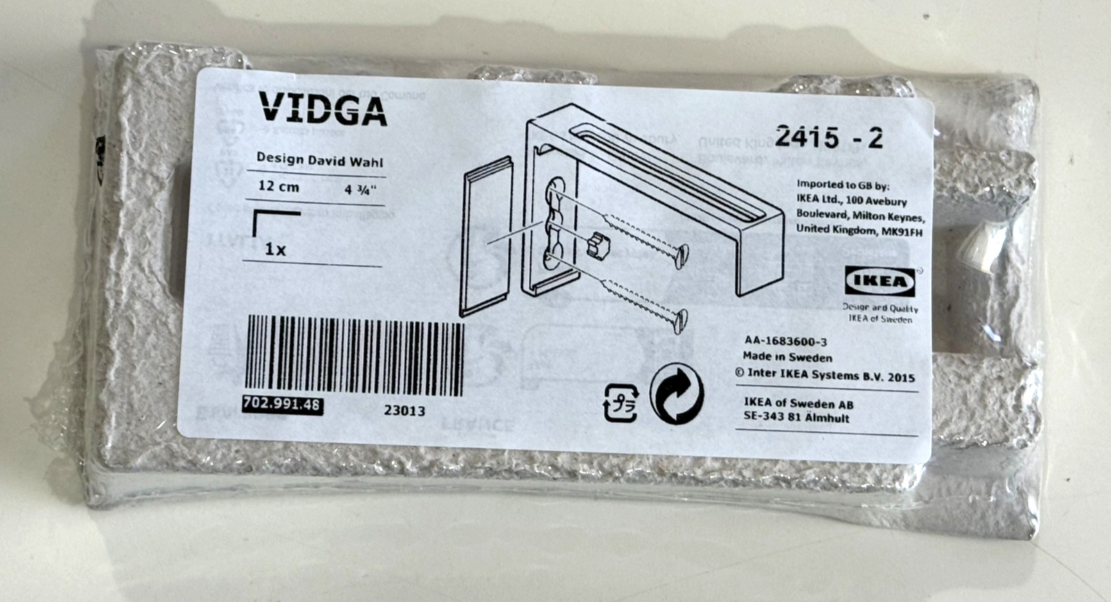 Ikea Vidga 702.991.48 Wall Bracket 4-3/4″ New 702.991.48