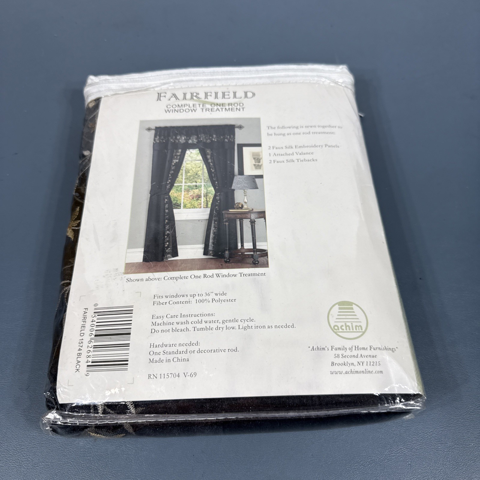 Fairfield Black 5 Piece Window One Rod Window Treatment