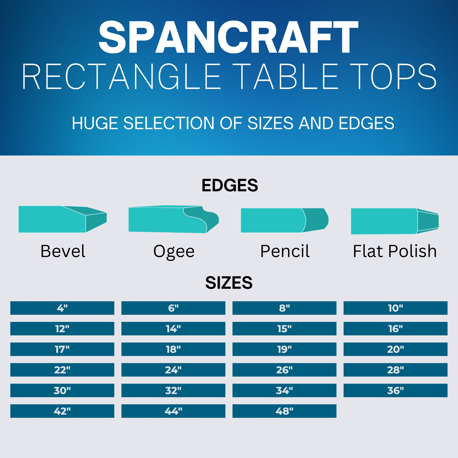 20″ X 40″ Rectangle Tempered Glass Table Top 1/2″ Thick with Flat Polished Edge