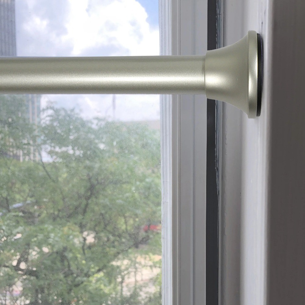 Silver Adjustable Tension Rod for Curtains 30 to 52 Inches Extendable Curtain