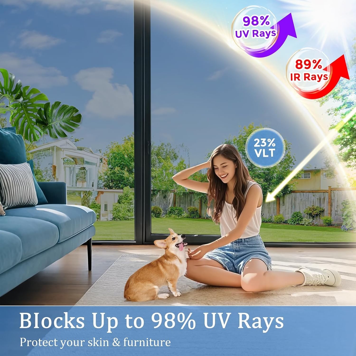 Daytime Privacy Reflective Window Film with Installation Tools – 17.5×78.7 Inch