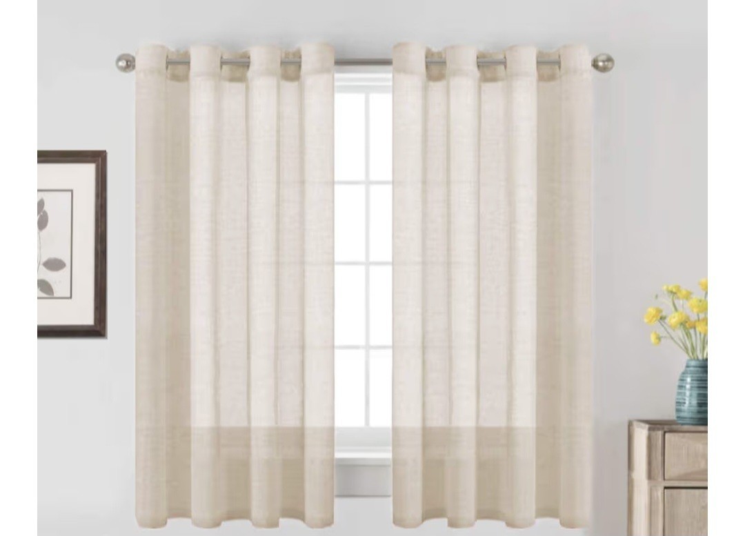 H. Versailtex Linen Light Filtering Sheer Curtains 52×84 Grommet Top Set Of 2