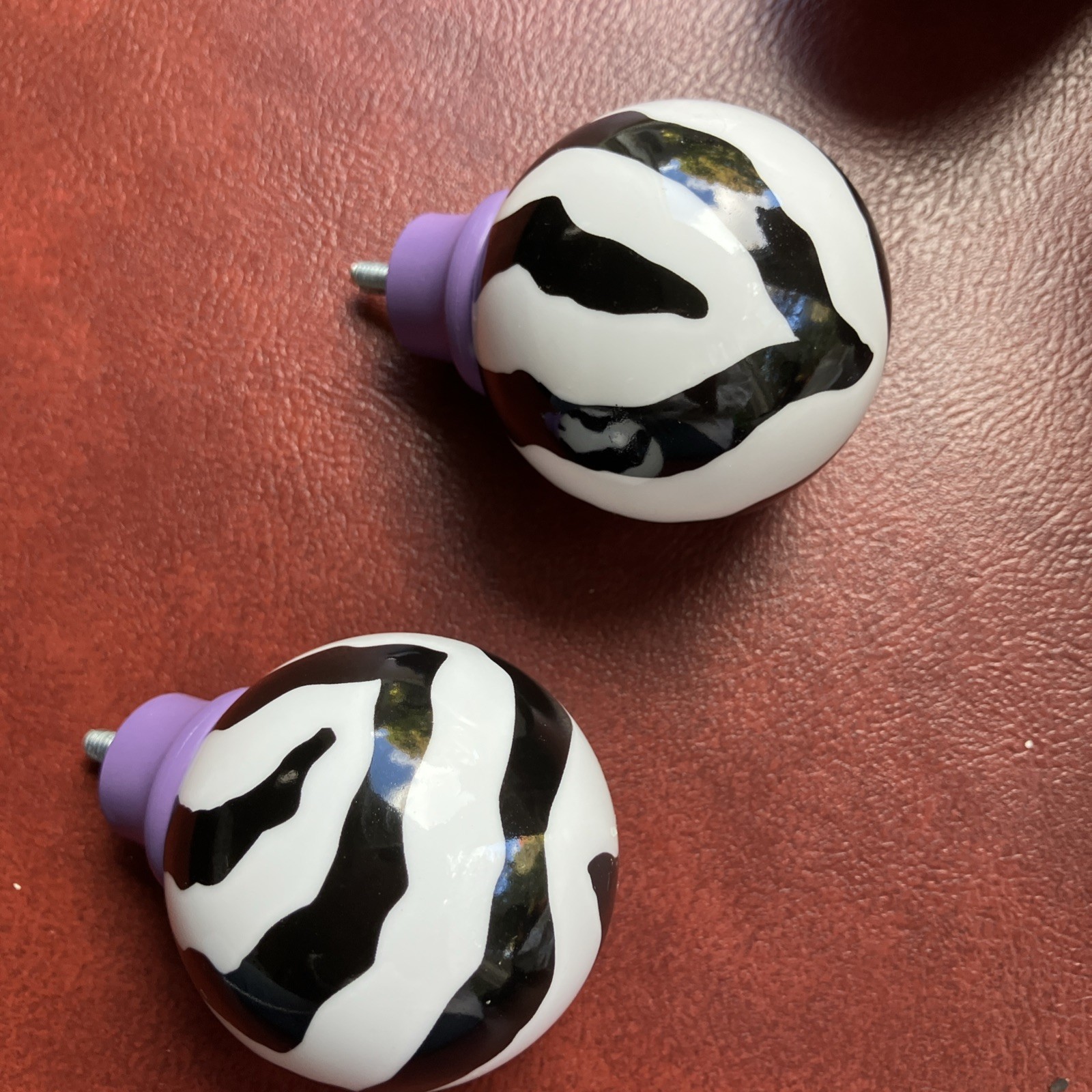 Black And White Modern Decorative Curtain Finials Pair