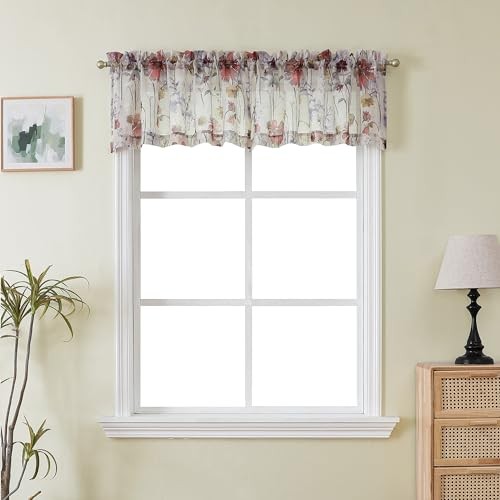 Crushed Valance Sheer Curtains 14 Inches 42″W x 14″L (Pack of 2) Multi Color