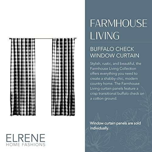 Farmhouse Living Buffalo-Check Window Curtain 52″W x 84″L (Pack of 1) Black