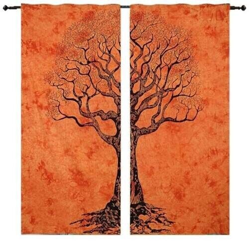 Dry Tree Mandala Hippie Window Curtains Indian Drape Balcony Room Decor Curtains
