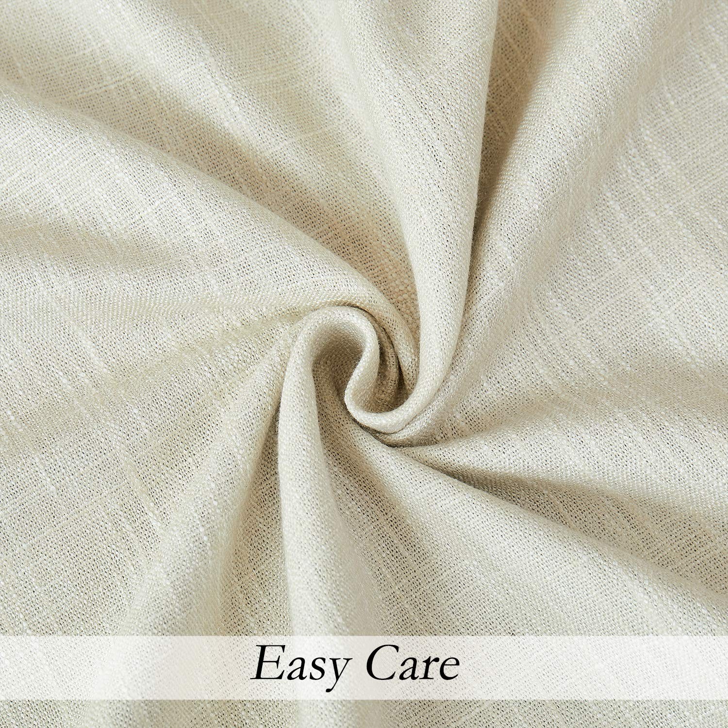 Central Park Beige Solid Full Blackout Curtain Heavy Linen Texture Window