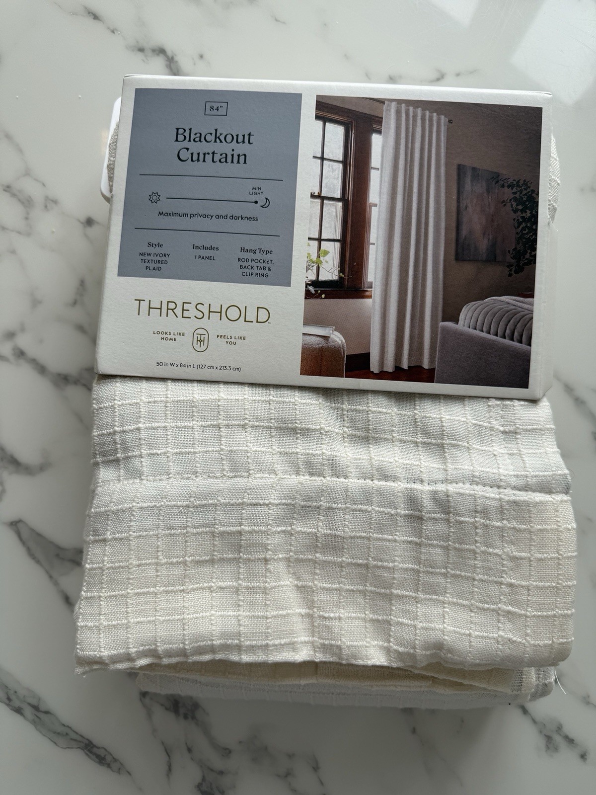 Threshold Blackout Curtain, Max Privacy And Darkness, 50 In X 84 In NWT Cream