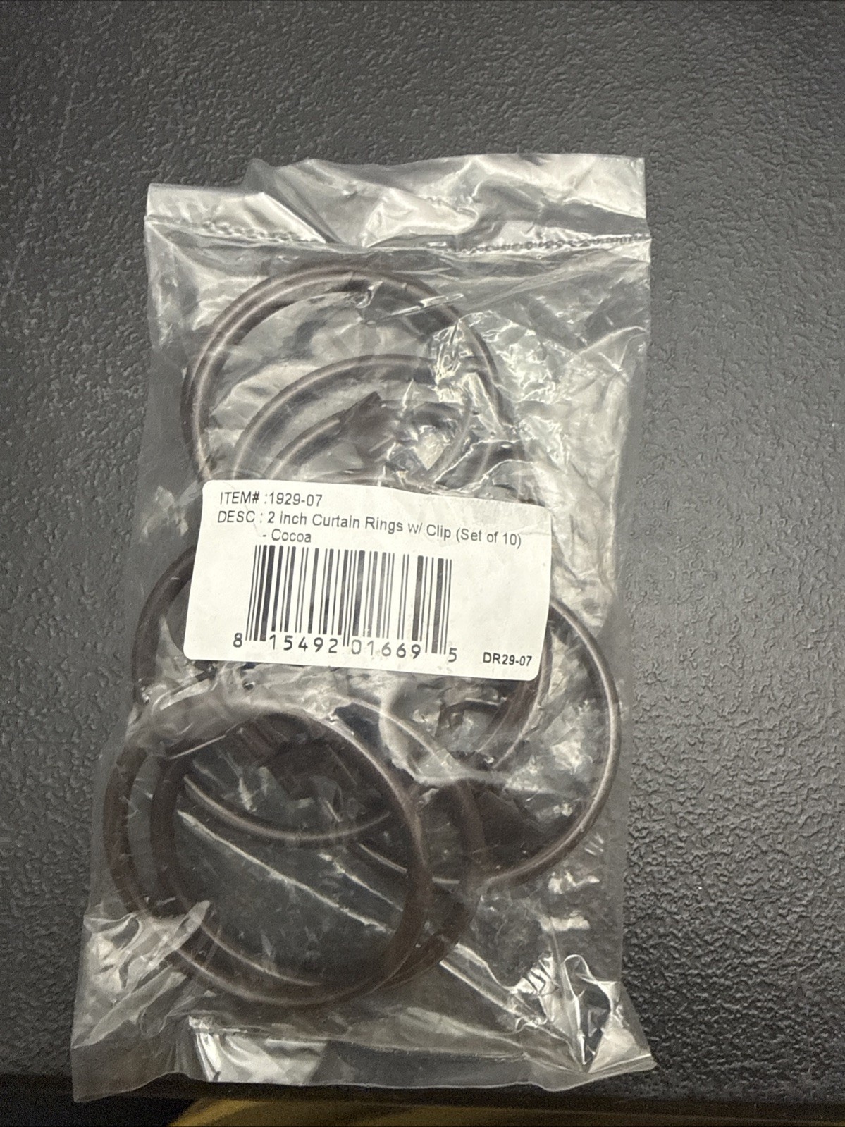 10 Pack 2 inch Curtain Rings w/Clip Cocoa New