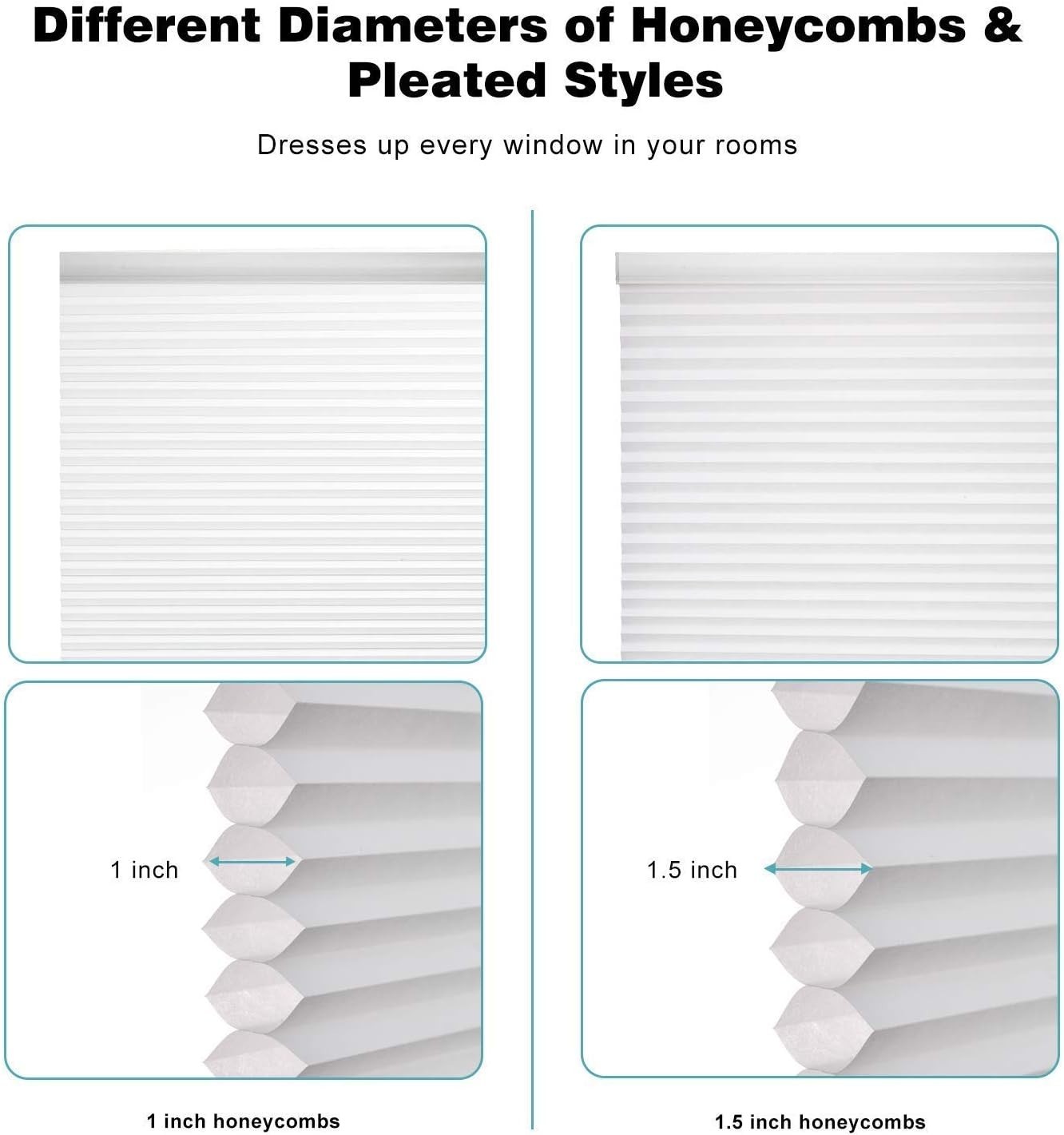 Cordless Cellular Shades,Blackout Honeycomb Shades for Windows,Pull Down Plea…