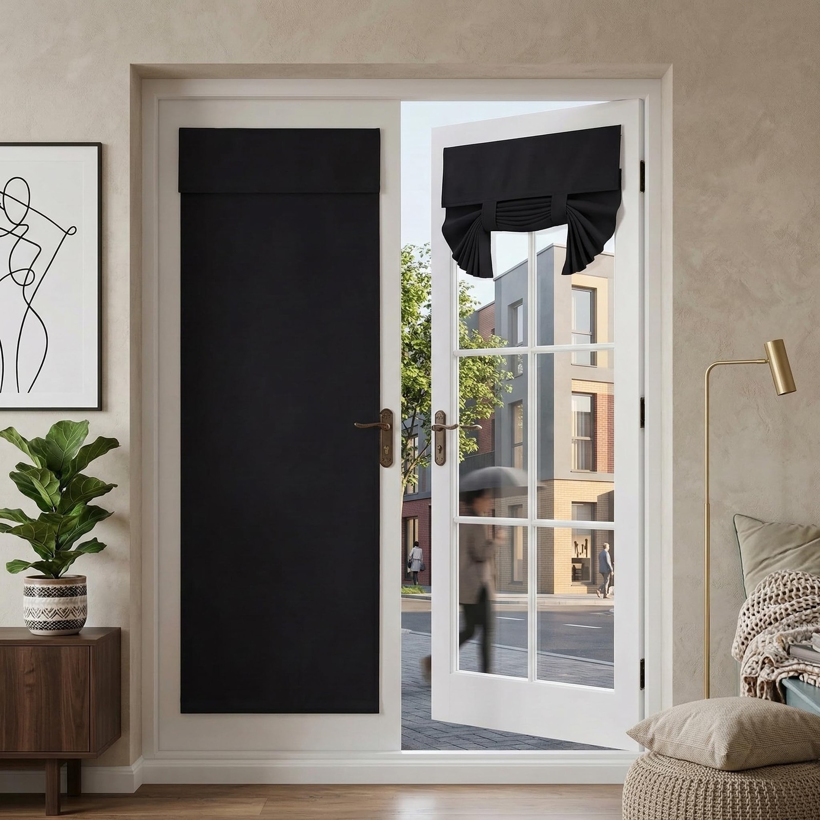 2 Panels Blackout French Door Curtains Set of 2 – No Drill Thermal Insulated …
