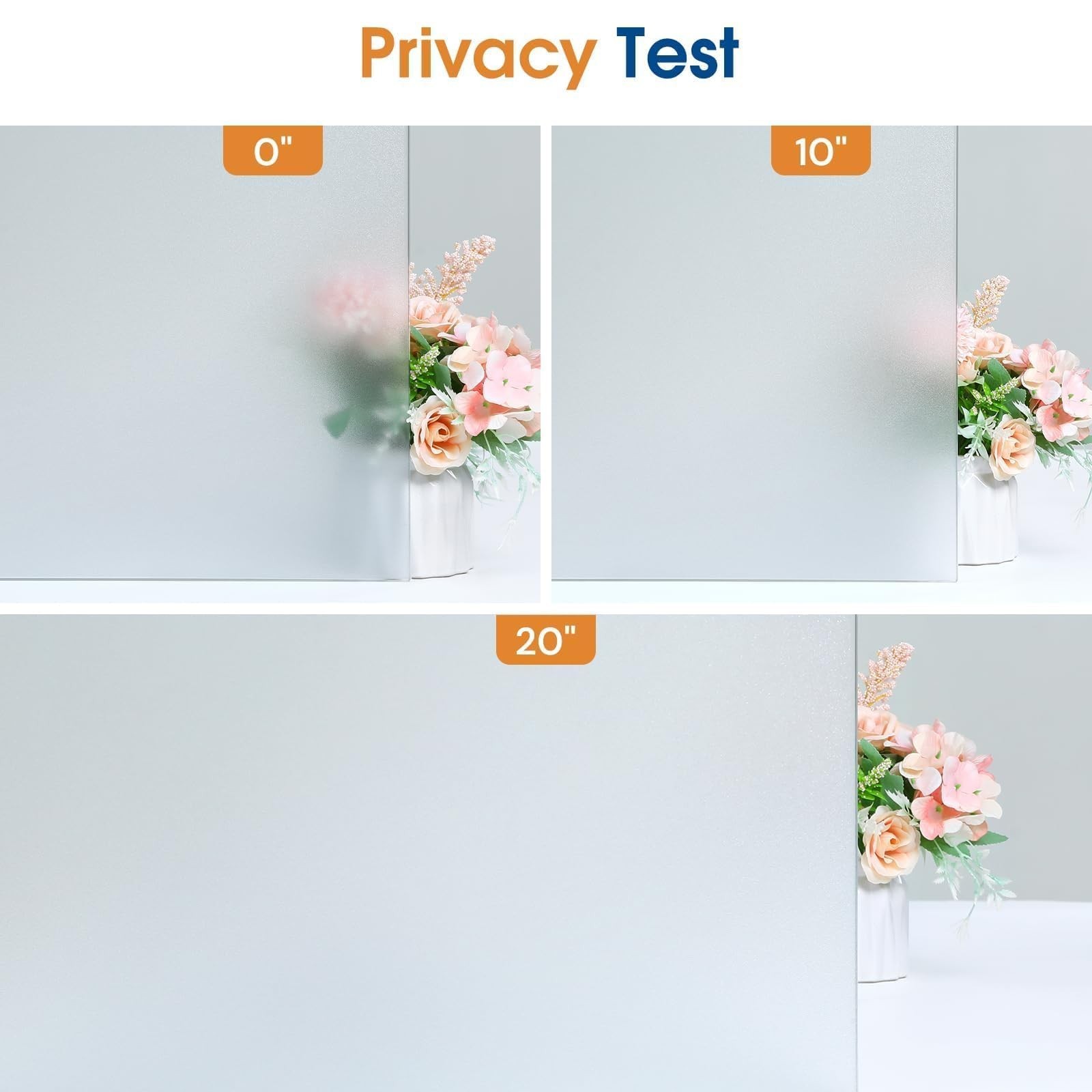 Frosted Glass Window Privacy Film – UV Blocking, Static Cling, Removable, 17.5″