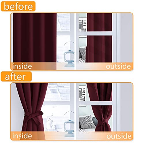 Blackout Curtains for Bedroom, 60 x 84 Inches 60″W x 84″L (Pack of 2) Burgundy