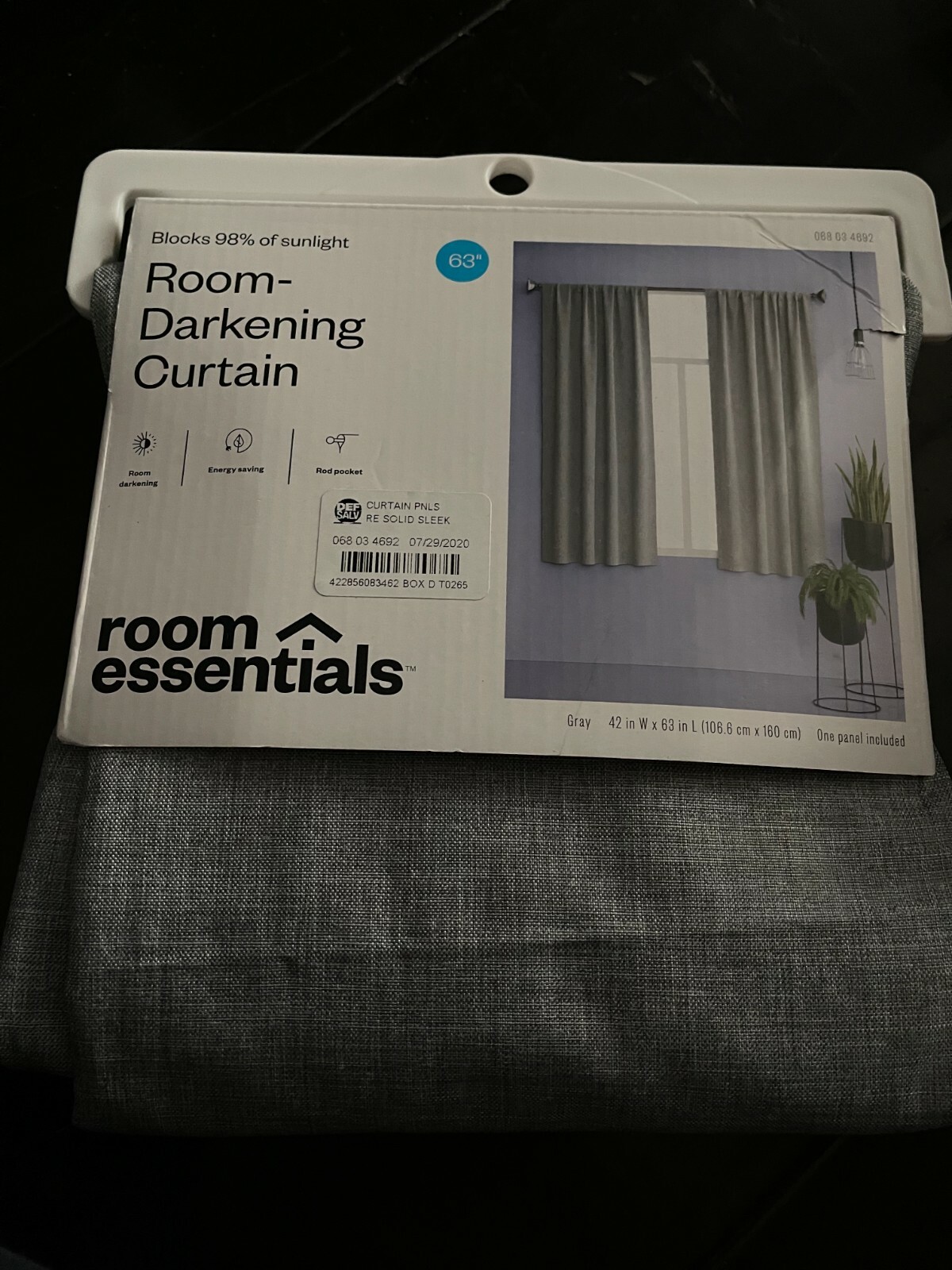 Room Essentials Heathered Thermal Room Darkening Curtain Panel 42×63 Gray