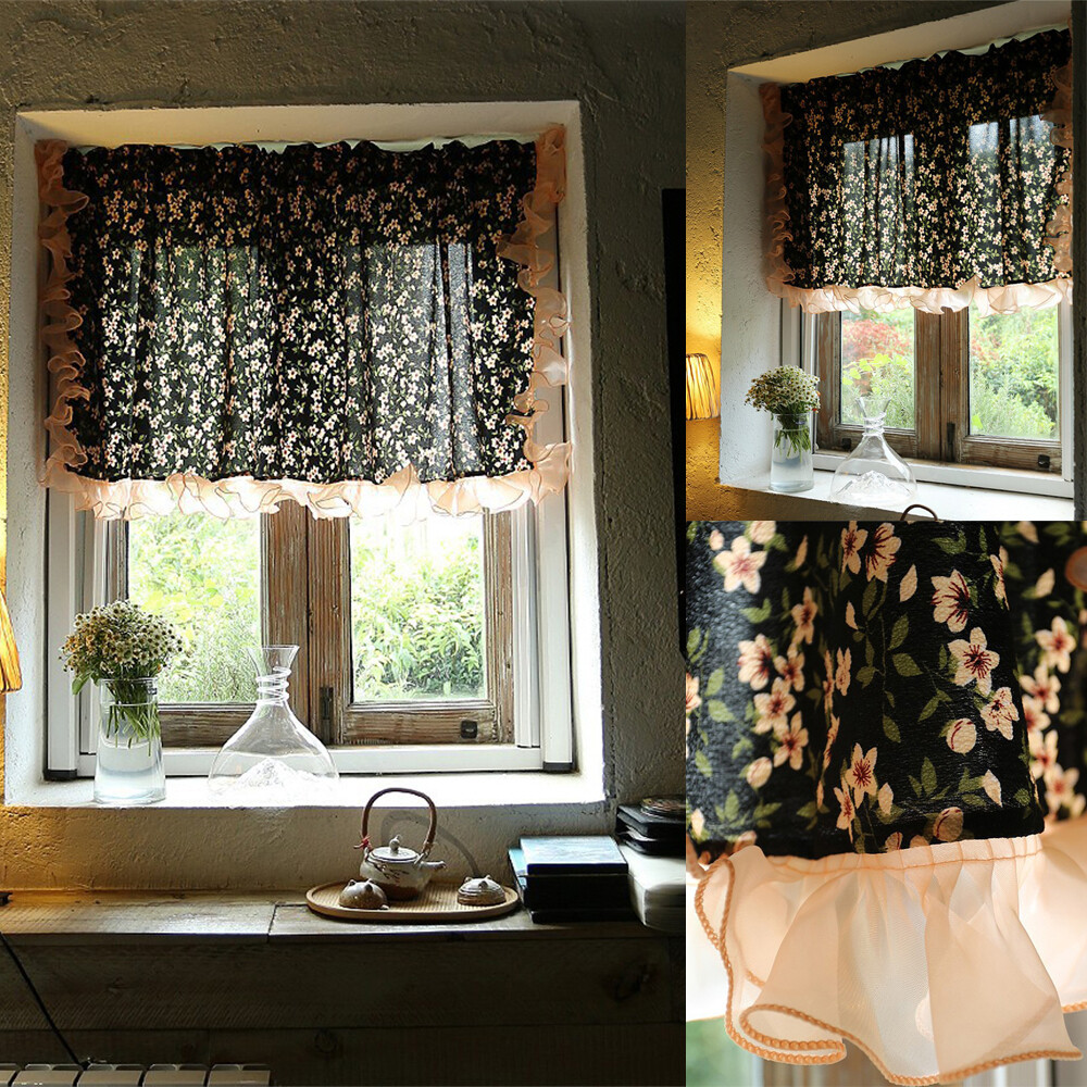 Ruffles Floral Modern Short Curtain Window Kitchen Valance Drape Home Decor 1PC