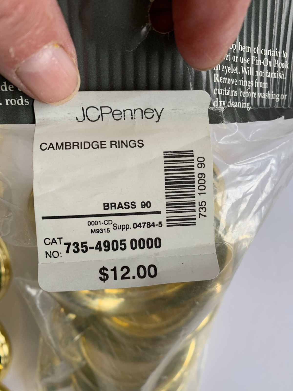 1 3/4” Inside Diameter and 1 3/8″ Rods Set of (28) GOLD Curtain Rings Made USA
