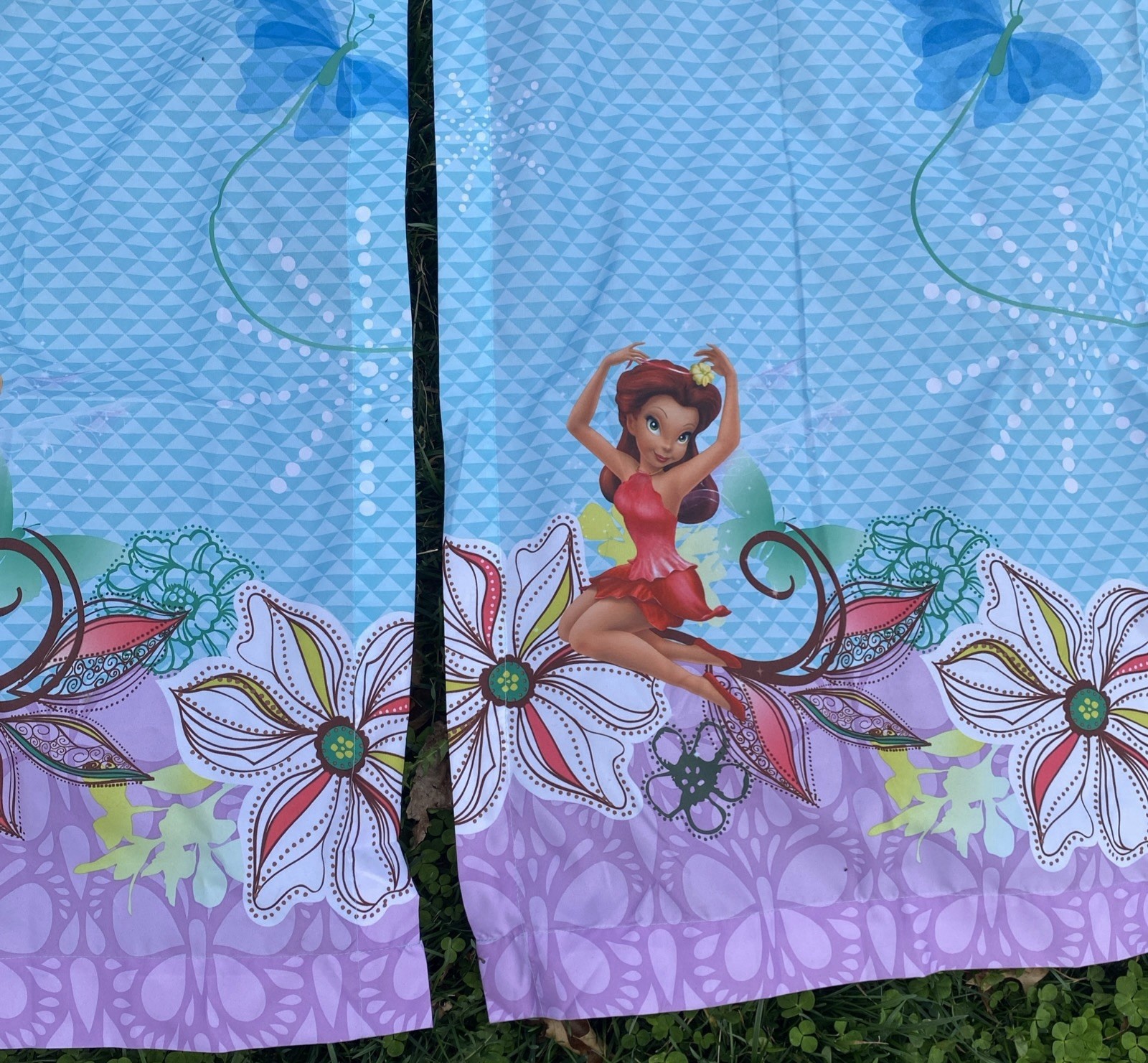 Disney Fairies Decorative Curtain 50″ X 17″ TINK Tinkerbell Fairies 2-64×41 EUC