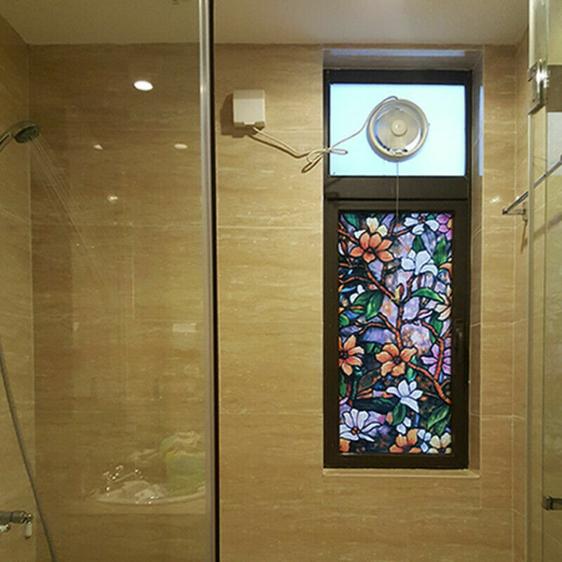 3D Flower Static Window Film Opaque Frosted Stained Glass Sticker Privacy Decor