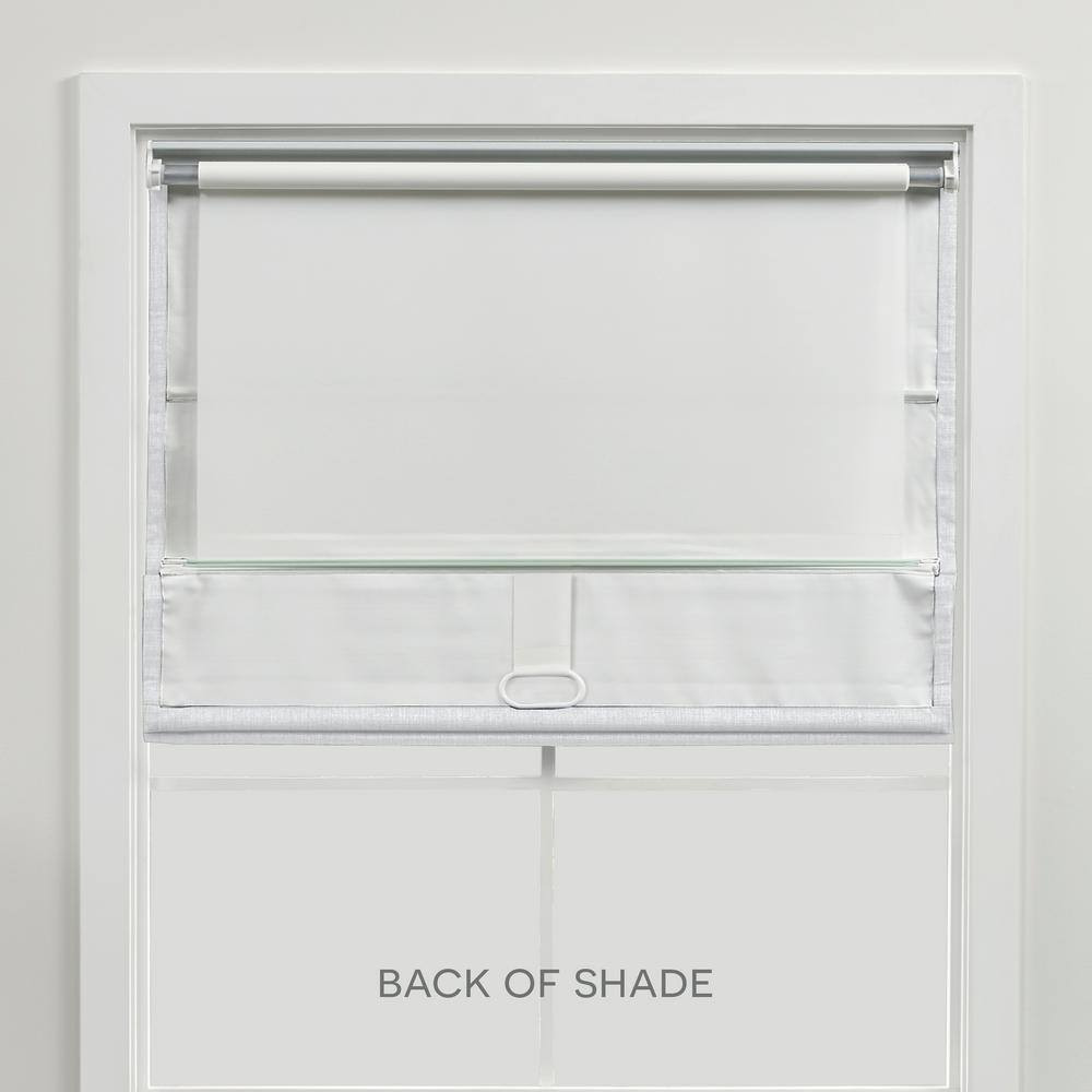 Acadia White Cordless Total Blackout Polyester Roman Shade 27 In. W X 64 In. L