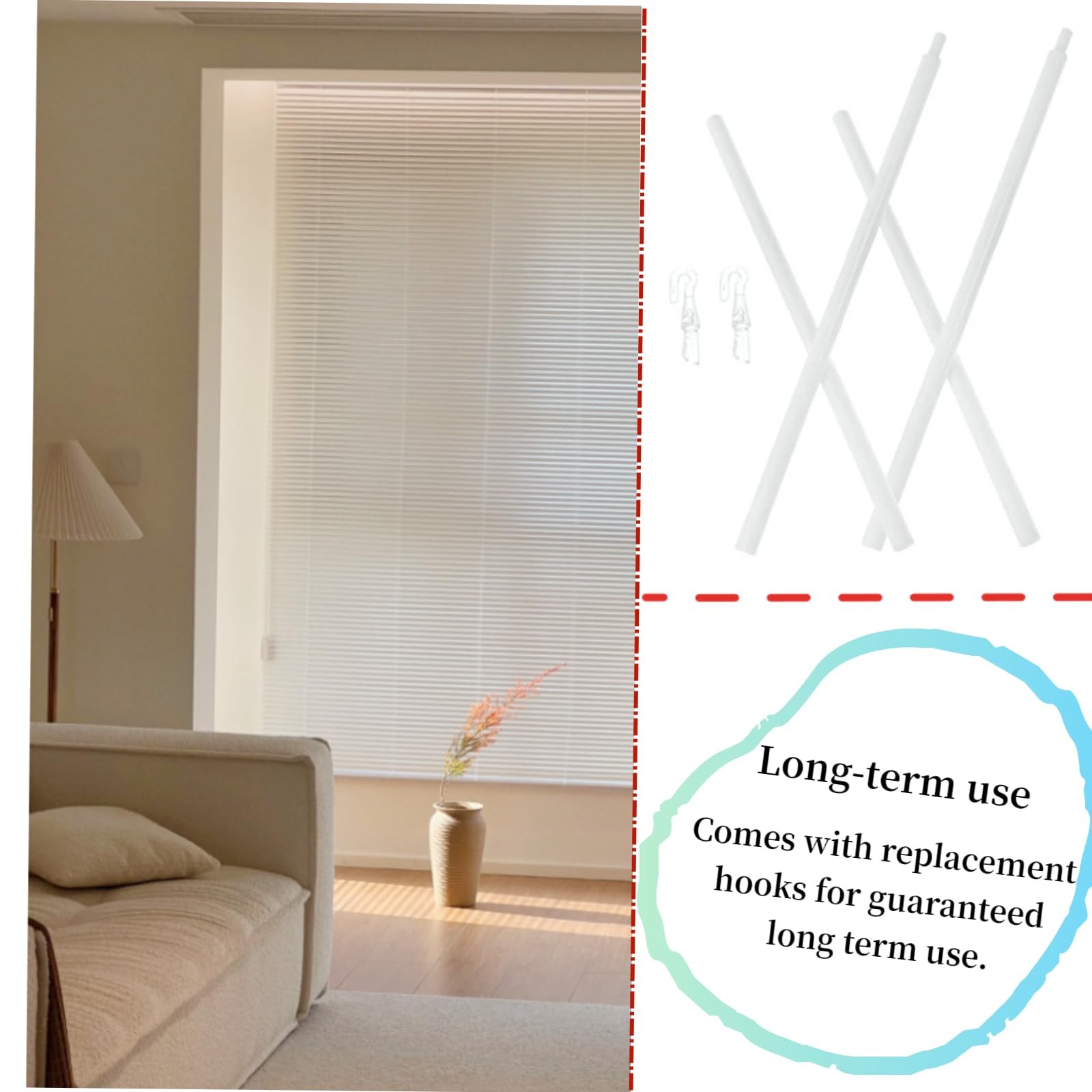 24 inch 2 Pair Blind Wands,Blind Rod with Hook and Grip,Vertical Blinds Parts…