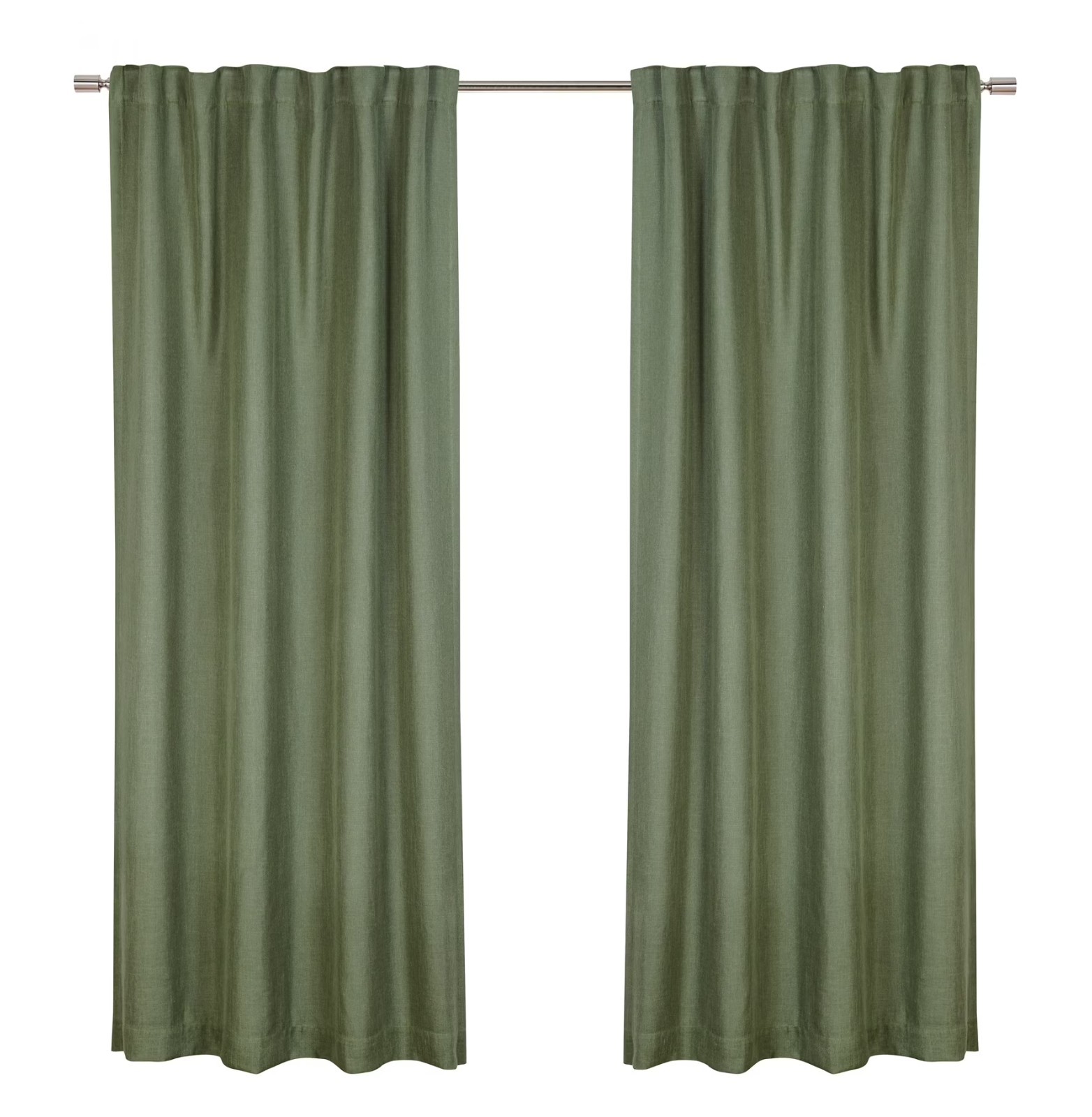 100 Percent Blackout Linen Blend Curtain Single Panel 50×95 Dark Cilantro Rod