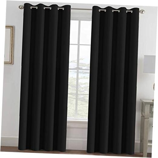 Blackout Curtain for Living Room Thermal 52″W x 108″L (Pack of 1) Jet Black