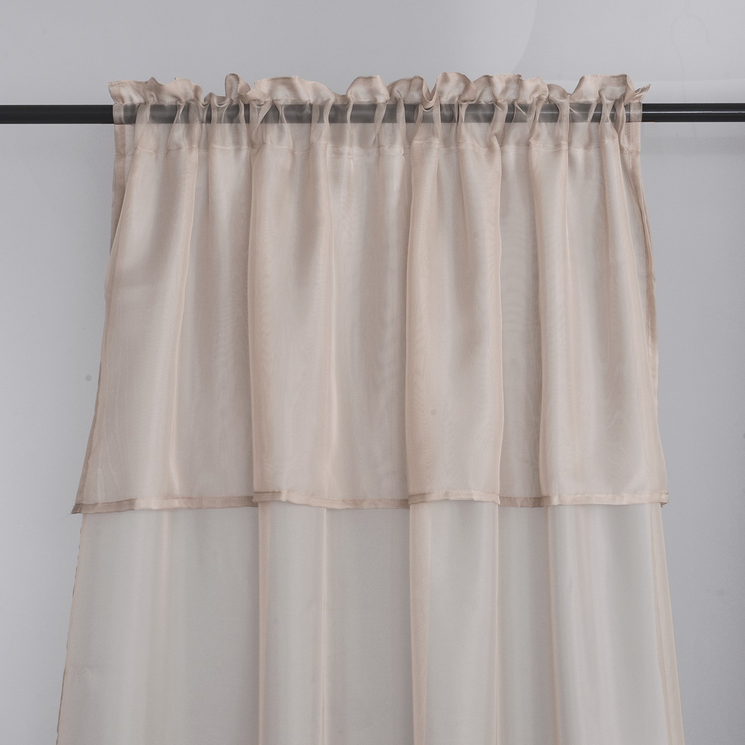2 Panels Basic Rod Pocket Sheer Curtains with Attached Valance, Voile Drapes