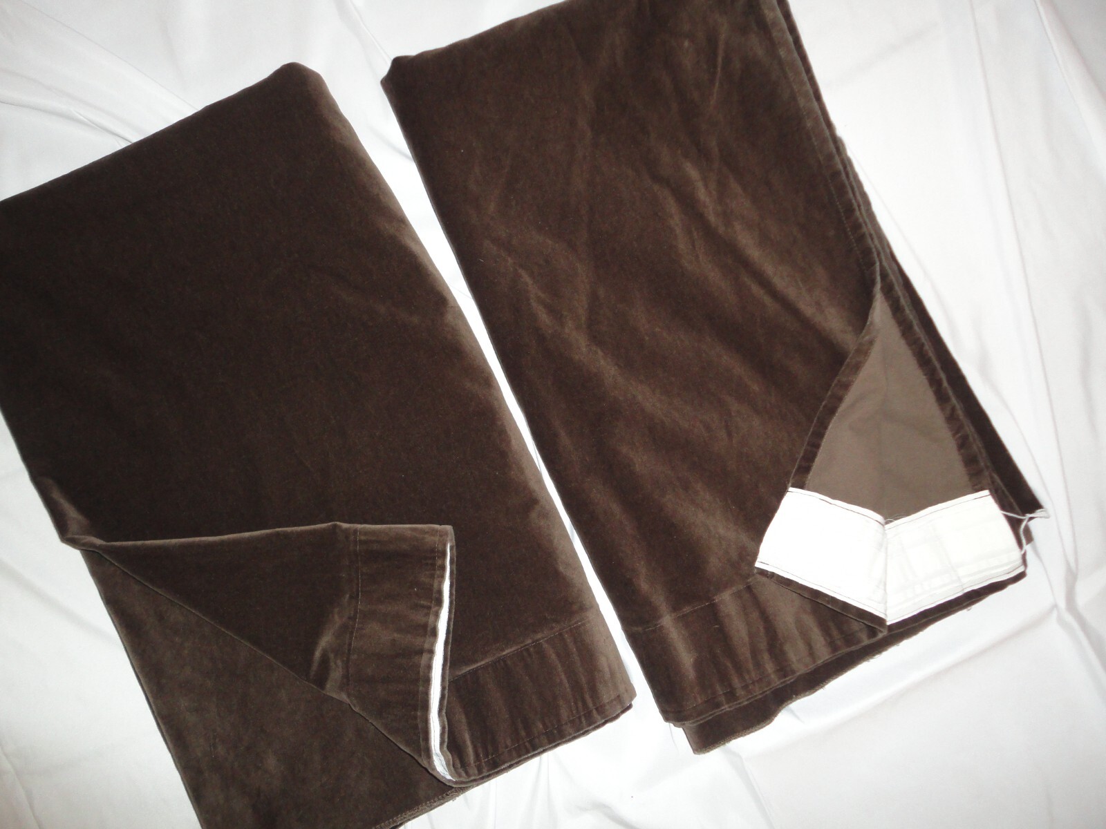 IKEA SANELA DARK BROWN MODERN VELVET (2) TAB TOP DRAPERY PANELS 55 X93 W/DEFECTS