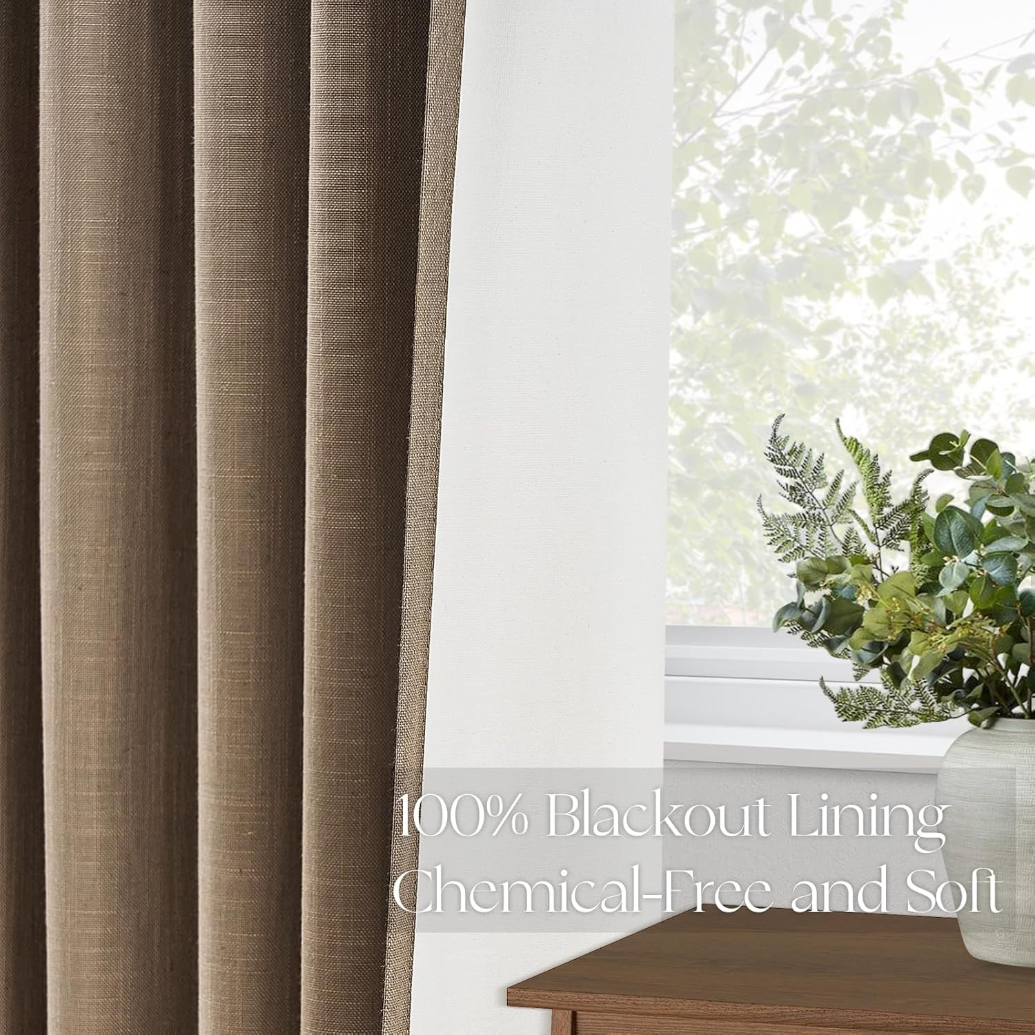 120″ Extra Long Blackout Linen Curtains for Large Windows – 2 Panels