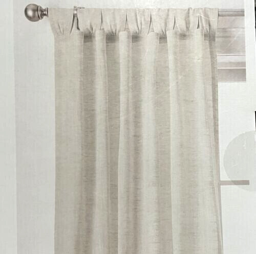 DKNY 2pc Classic Linen WINDOW CURTAIN PANELS Natural Beige Fan Tab 50″x 84″