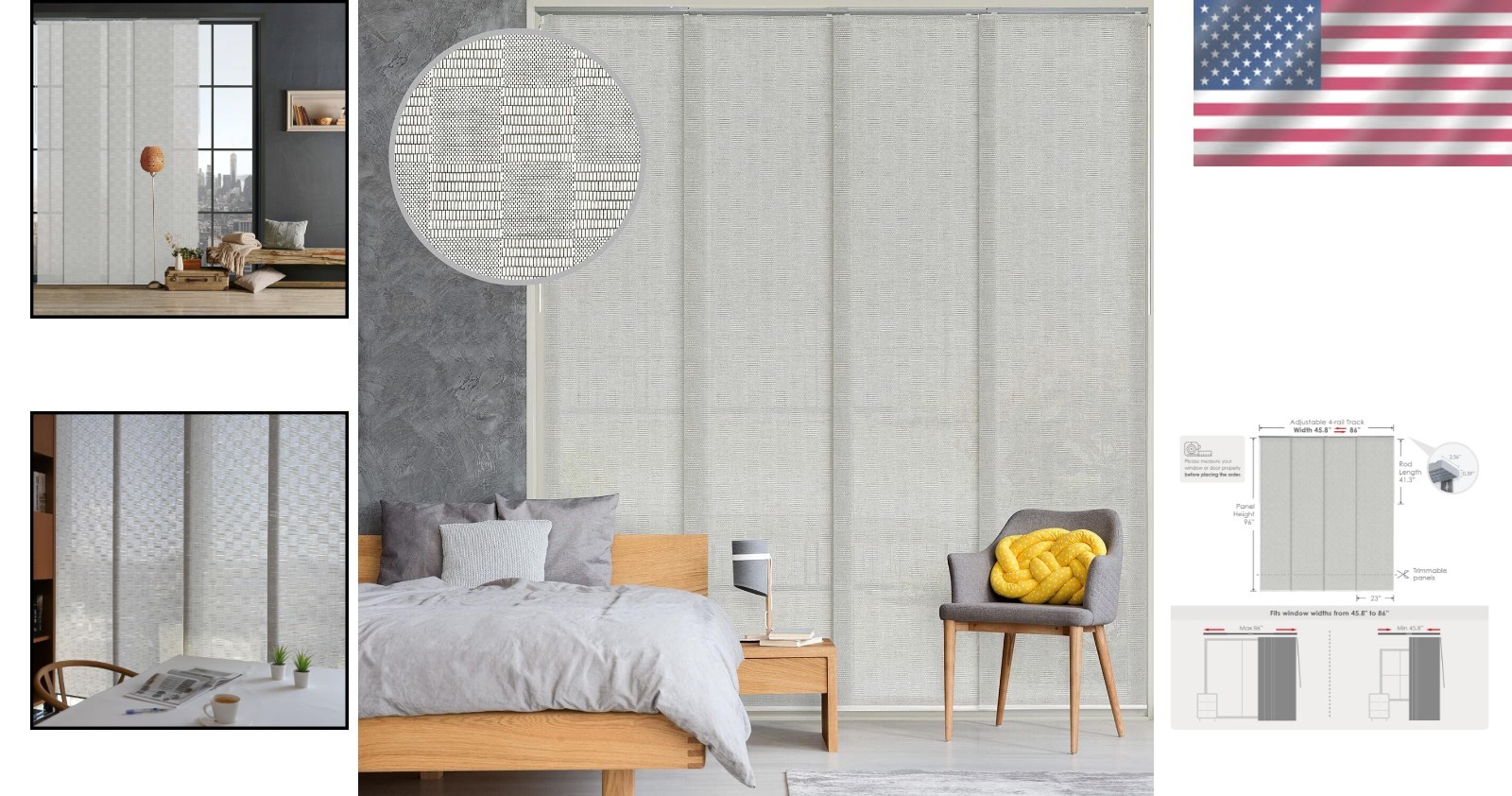 Adjustable Sliding Panel Track Blinds Room Divider Window Door Decor