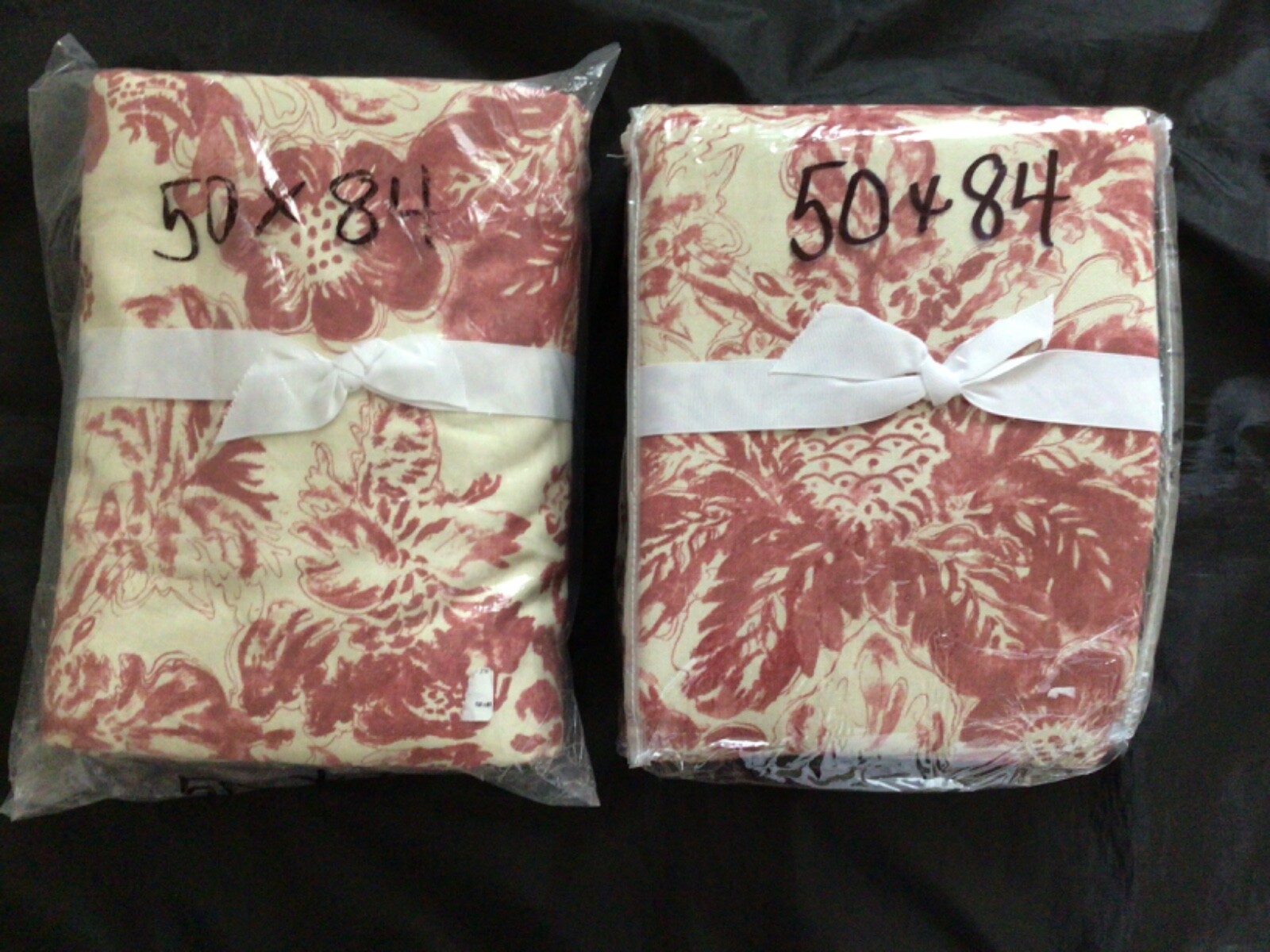 2 POTTERY BARN THEA PRINT BLACKOUT CURTAINS 50”x84” WARM RED MULTI NEW NO TAGS