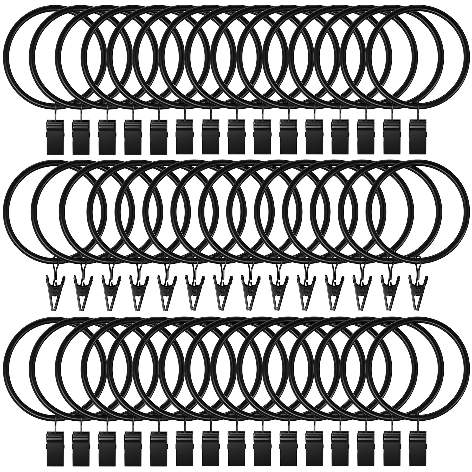 44 Pack Curtain Rings with Clips Hooks 2 in Diameter Rustproof
