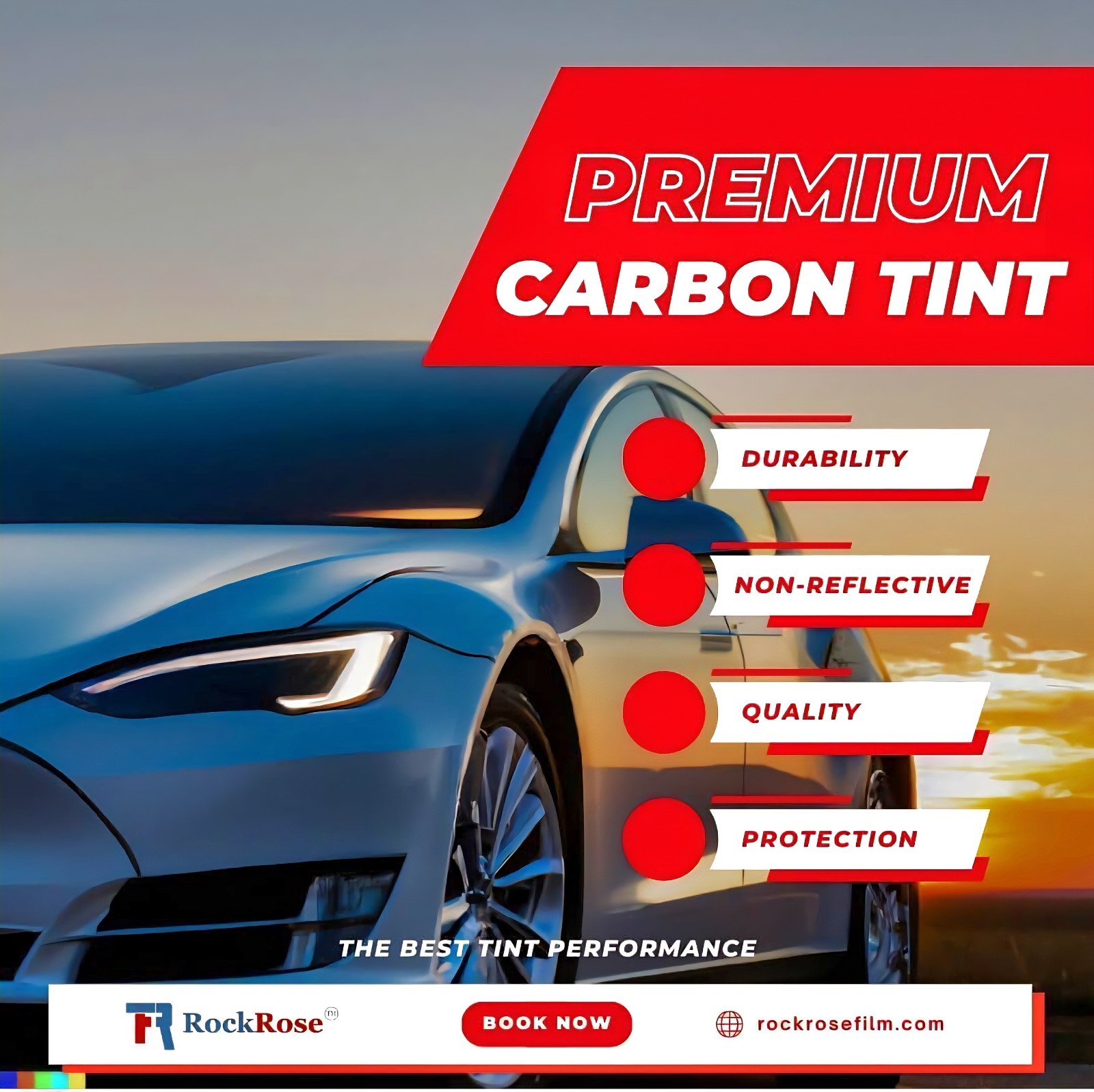 RockRose Charcoal 2PLY Premium Carbon 5% VLT Car Window Tint 20 in x 10FT