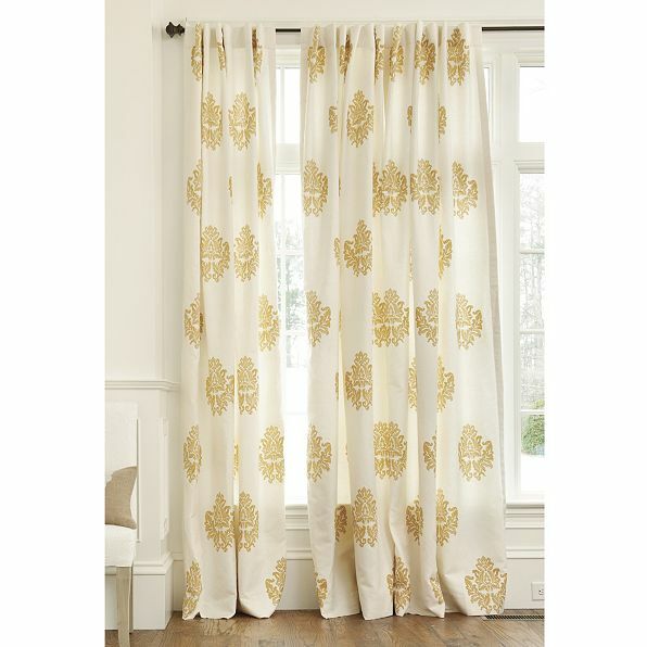 Ballard Designs Bingham Damask Drapes Set 2 Tuscan Gold 50x 84 Curtains More+