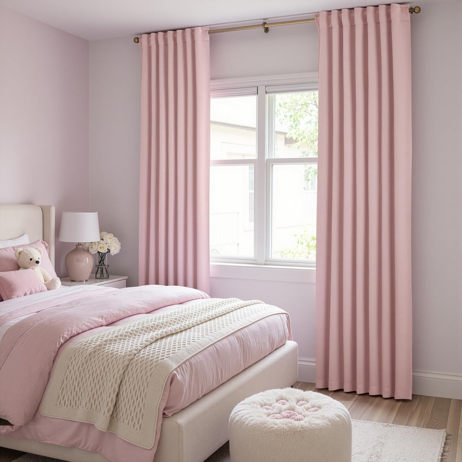 Light Pink Blackout Curtains Nursery Bedroom 84 Inches Long 2 Panels, Baby Pi…