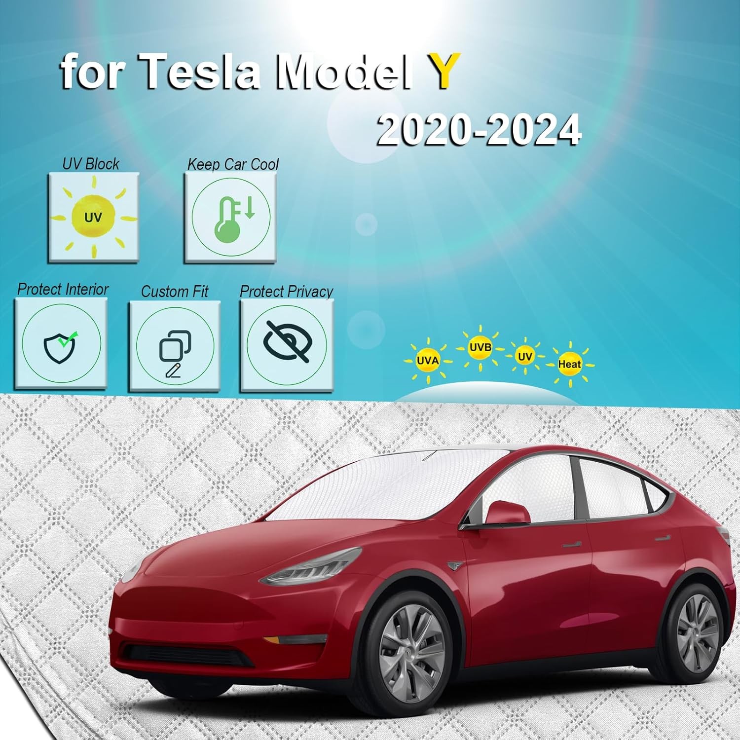 KMF 8pcs Thicken Full Window Sun Shades for Tesla Model Y 2020-2024