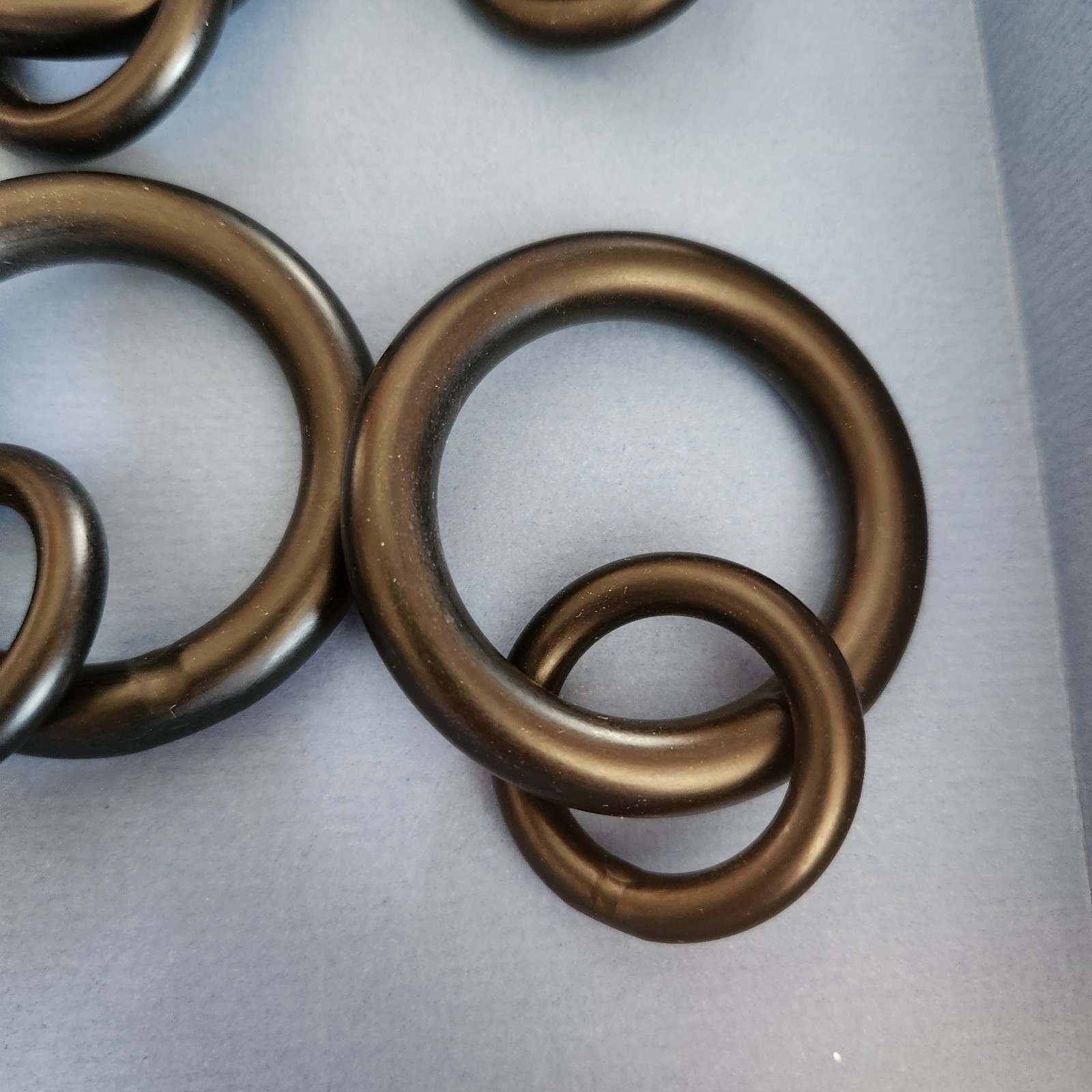 S/10 Pottery Barn Double Round Ring SMALL .75″ Drape Curtain ANTIQUE BRONZE