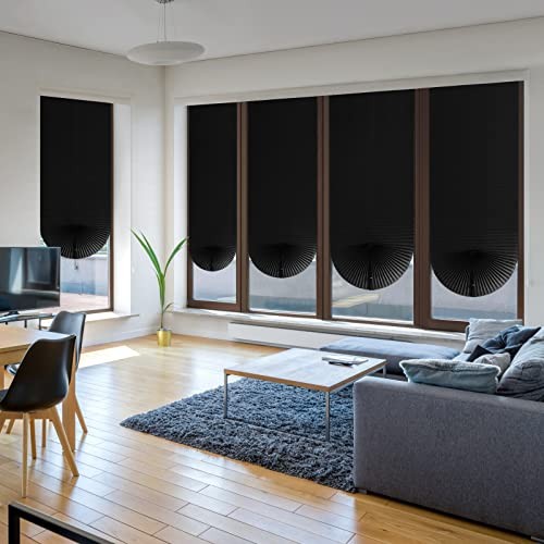 Cordlessout Pleated Fabric Shade Window Shades Blinds 24″W x 59″H Black