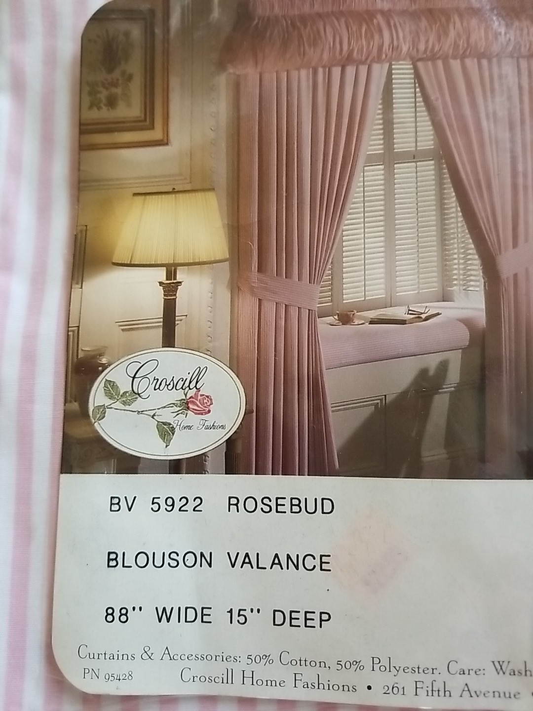 Croscill Rosebud BLOUSON VALANCE Park Avenue Candy Stripe Pink 88×15 NiP
